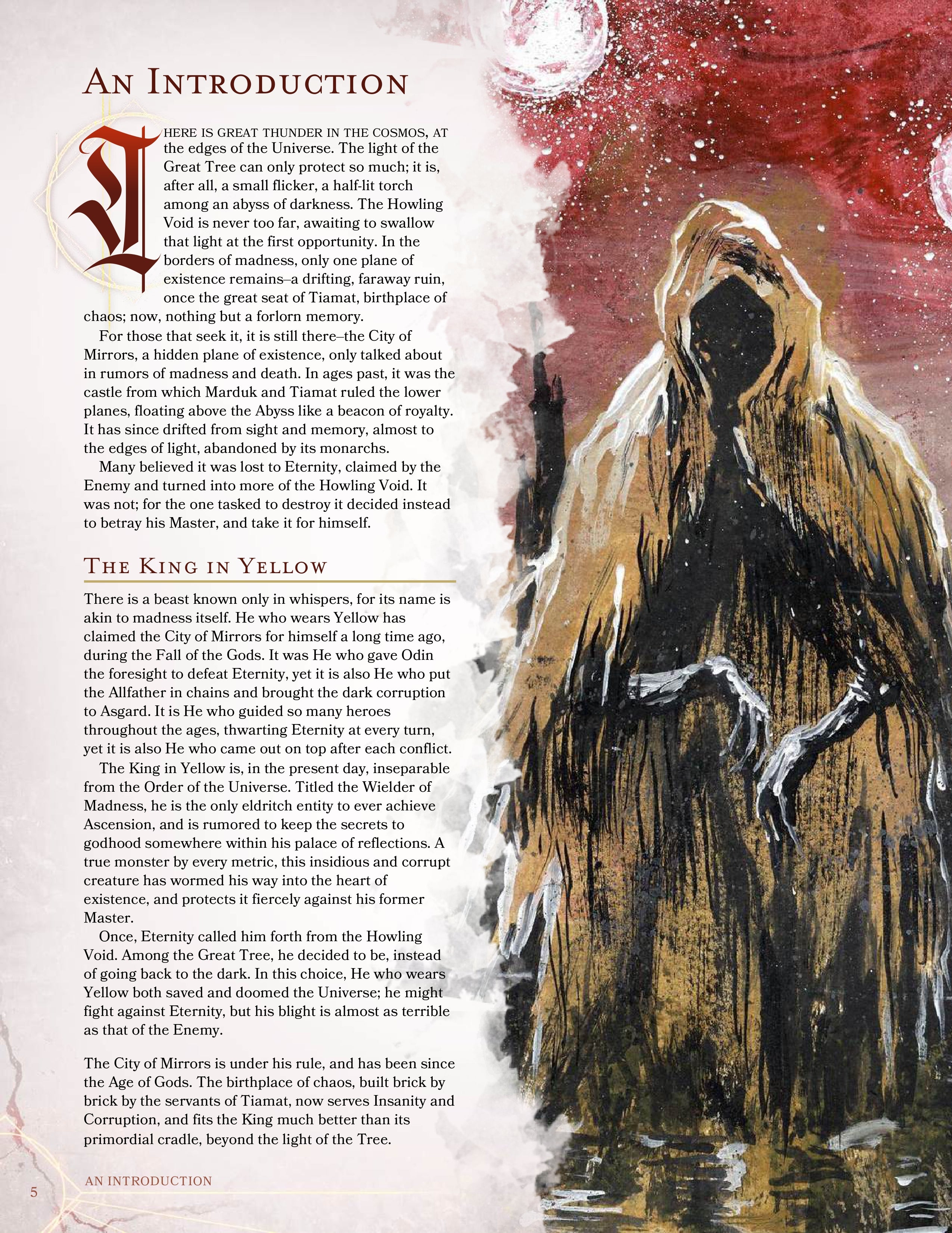 A page of The City of Mirrors, a Dungeons and Dragons Adventure, featuring the King in Yellow