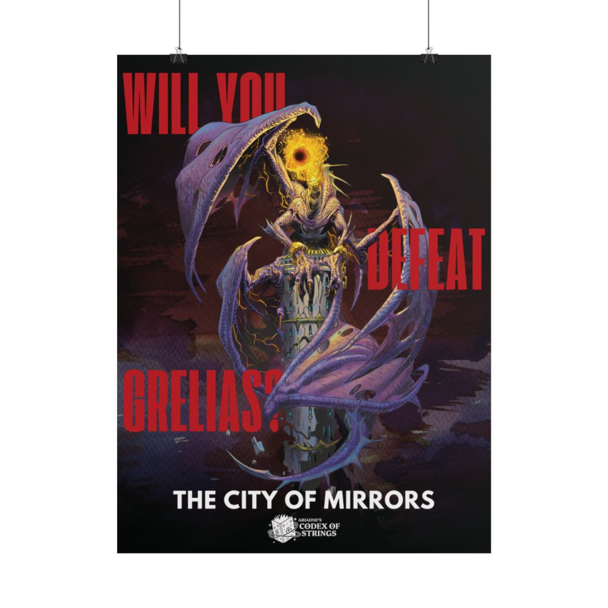 A vertical poster print featuring artwork from &