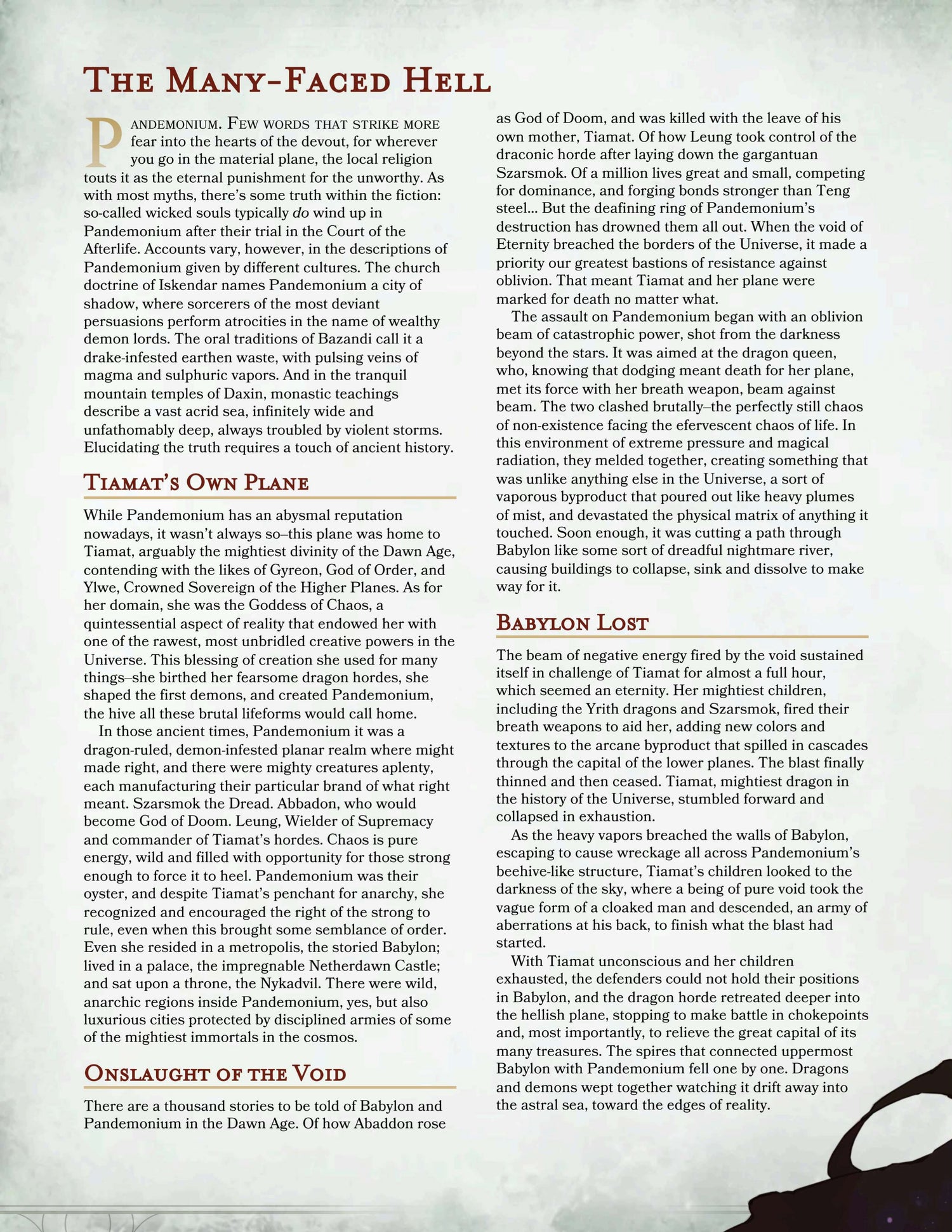 A single printed page with the title &
