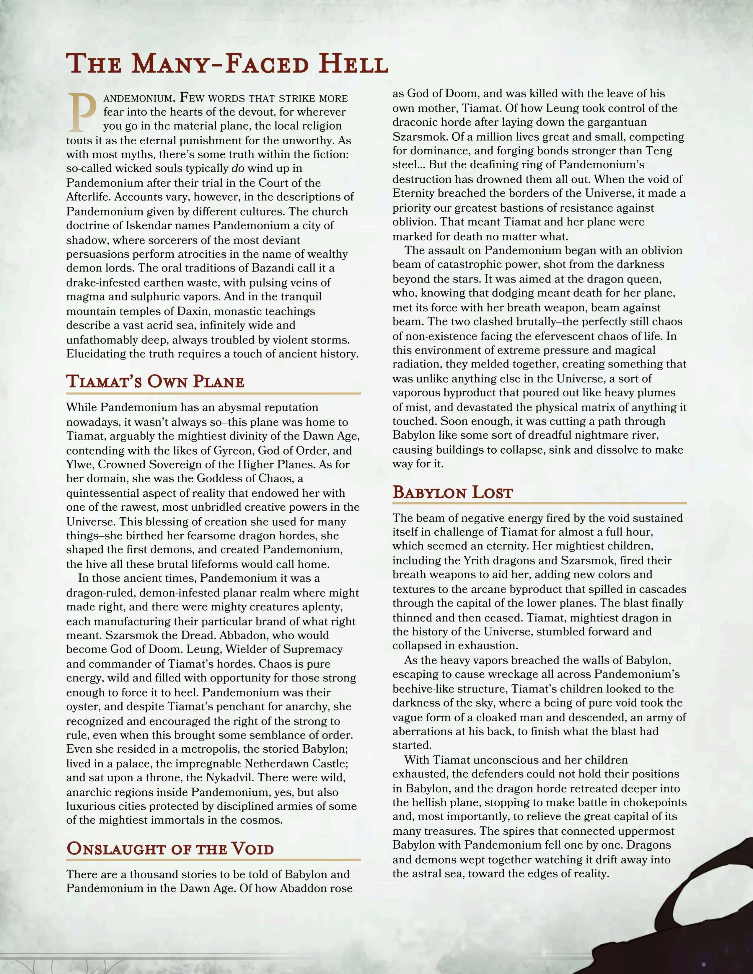 A single printed page with the title &
