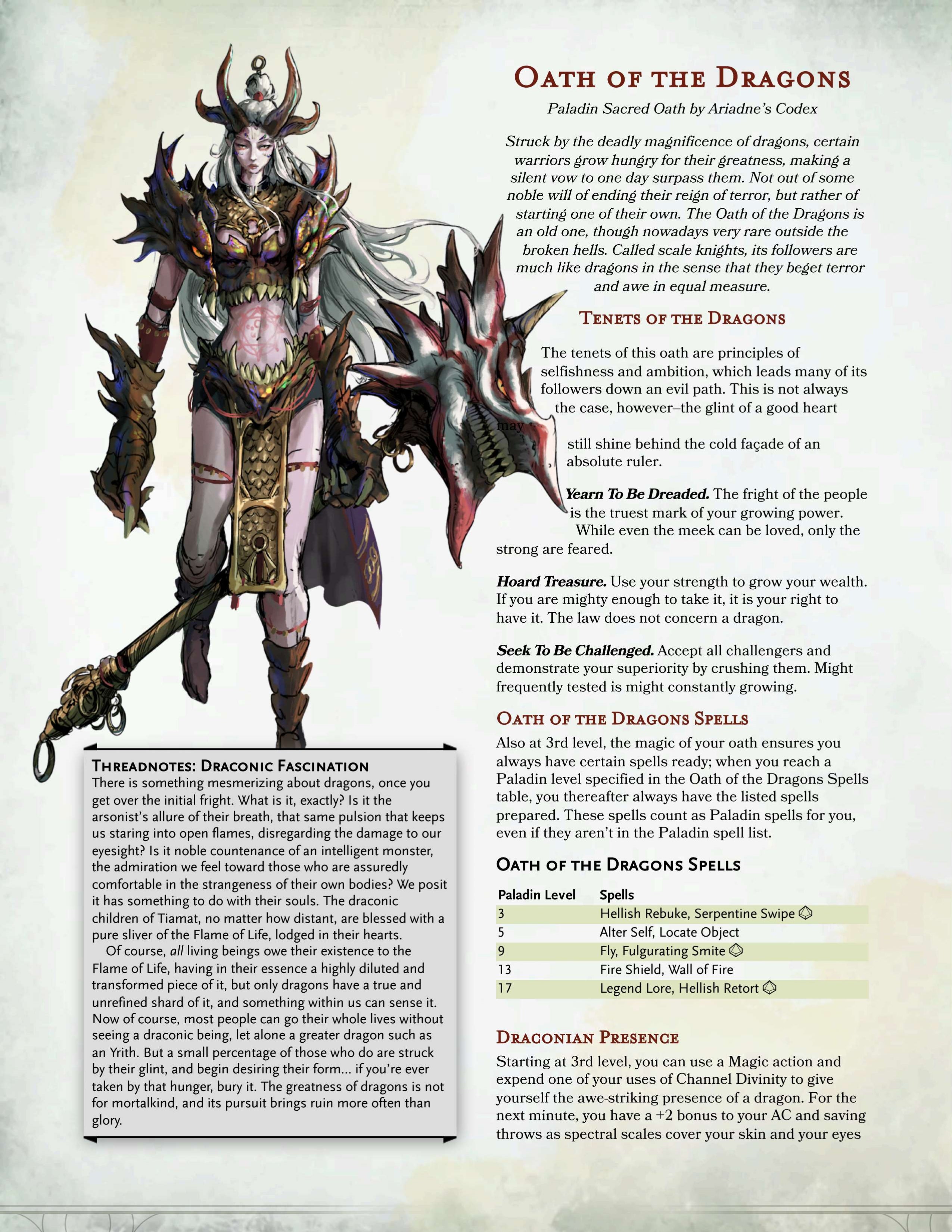 A Dungeons and Dragons Paladin Subclass titled &